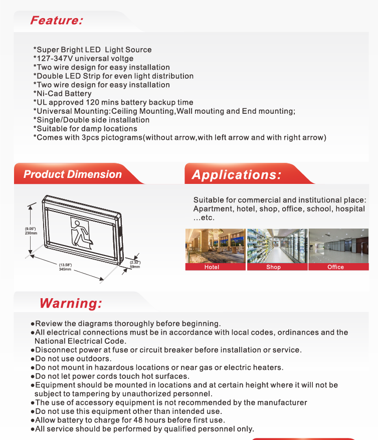 Plastic LED Running Man Exit Sign (2-Wire) – NX-EMRMEP