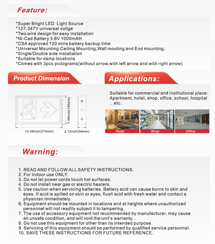 Steel LED Running Man Exit Sign – NX-EMRMS