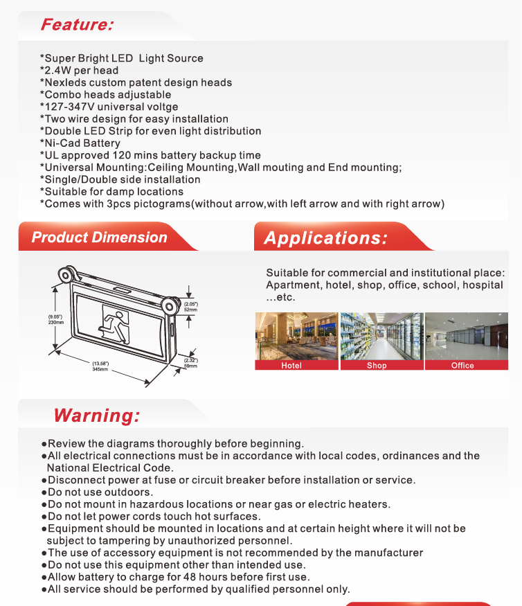 High-Output LED Exit / Emergency Combo Unit (Plastic) – NX-EMRMCUPHO