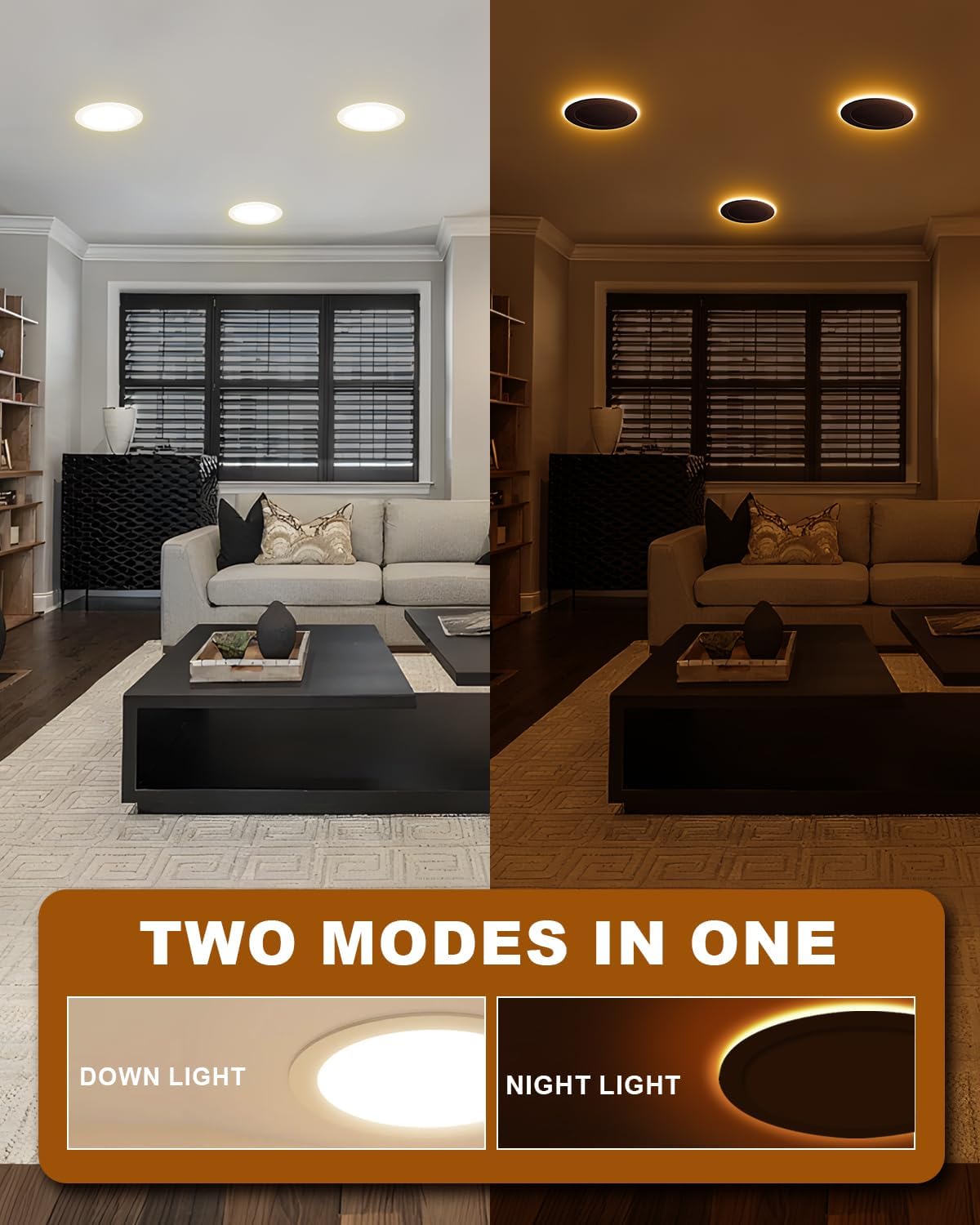 Votatec 6" Night Light LED Pot Light — 5CCT + 2200K Night Light Mode
