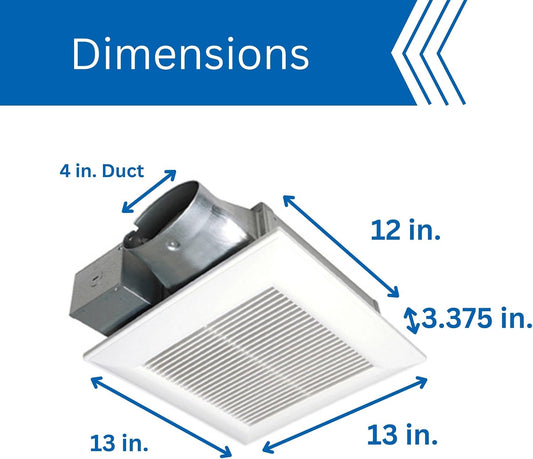 Panasonic WhisperValue DC Bathroom Fan FV-0510VS1 -50/80/100 CFM, White
