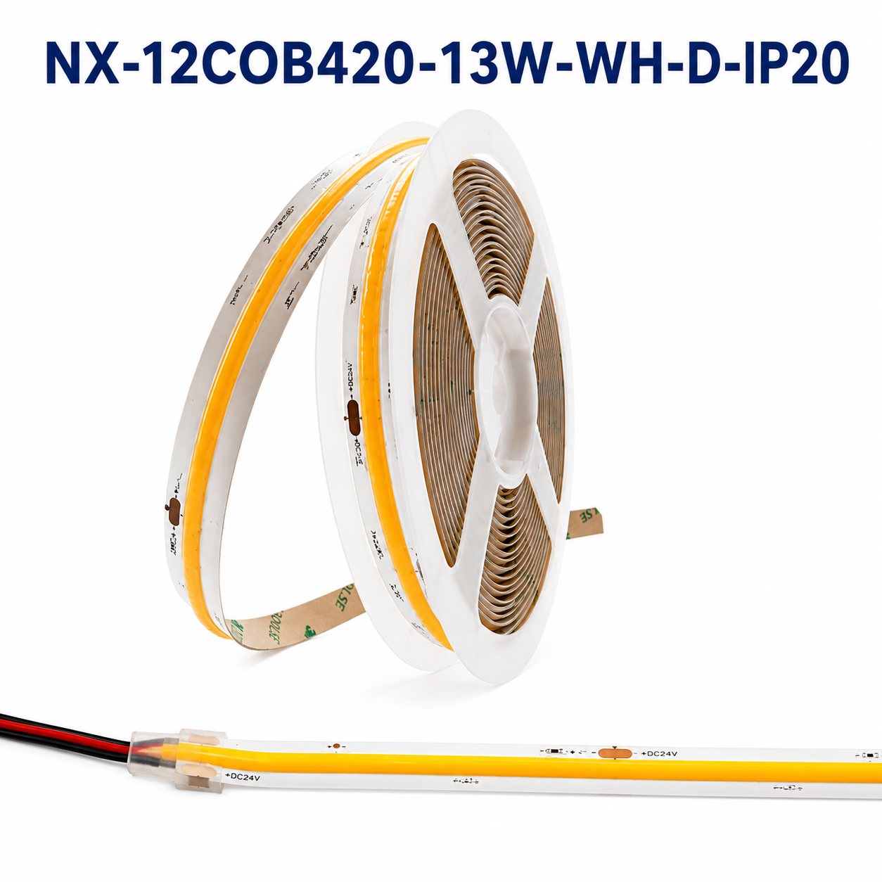 NEXLED DIGITAL 3000K LED COB Strip Light ,ADDRESSABLE,CHASE SERIES,13W/M, 24V, 5M Roll (UL Listed)