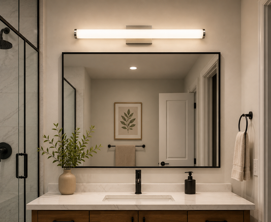LED Long Cylindrical Vanity Light, Brushed Nickel-25W-2F-5CCT (NX-VLDR-2F-25W-R)