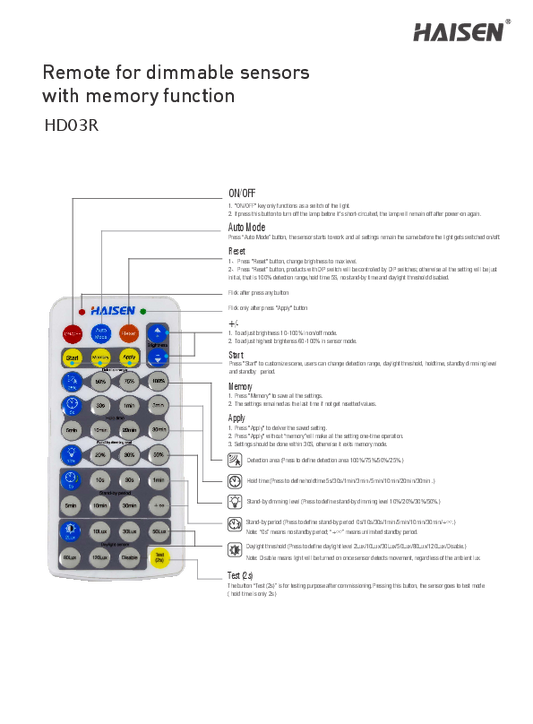 High Bay Motion Sensor Remote Controller – NX-HBSRC.Only use it with NX-HBS microwave Sensor for UFO Highbays.