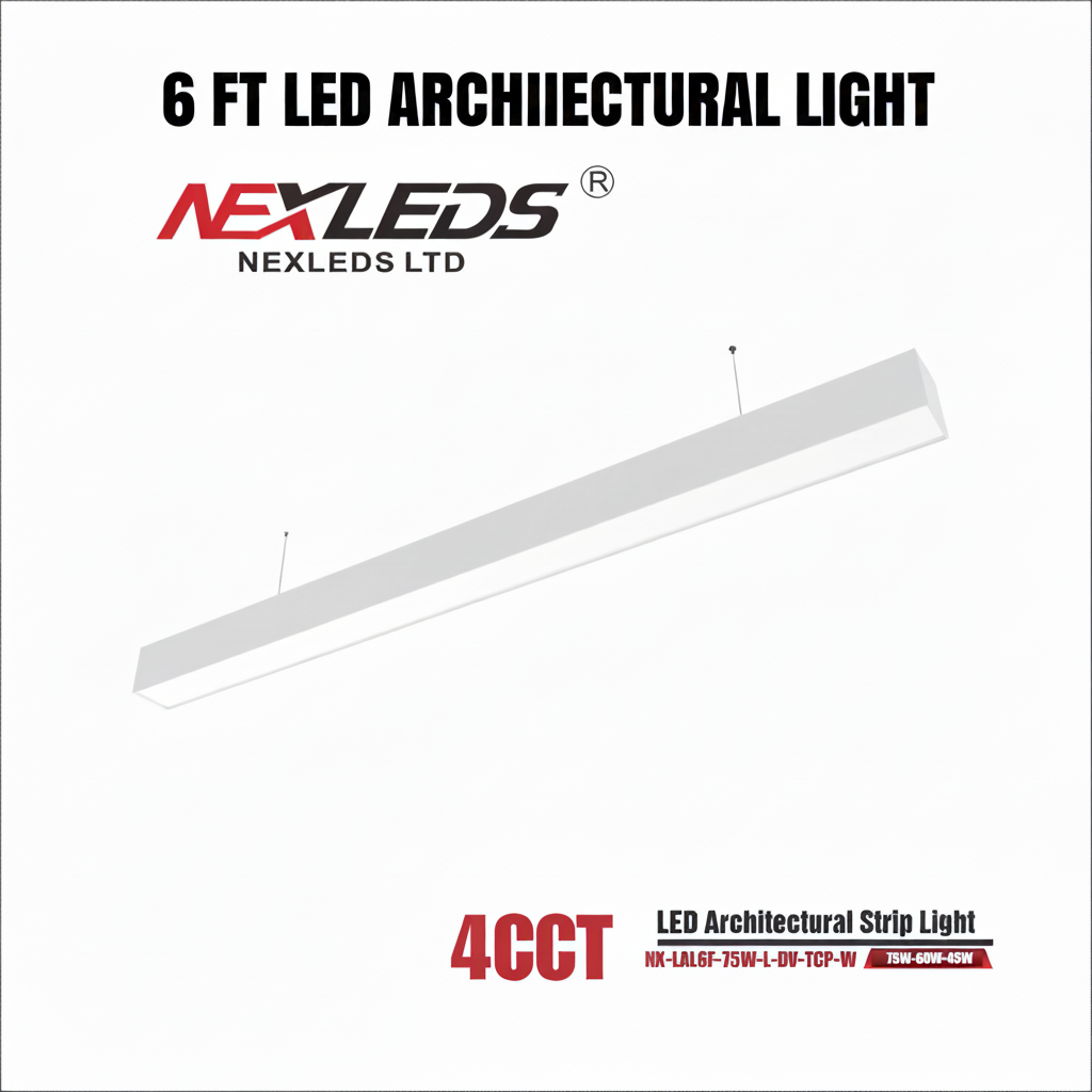 NEXLED LED Architectural Strip Light  4CCT, Selectable Wattage, Linear Suspension (cUL, DLC)