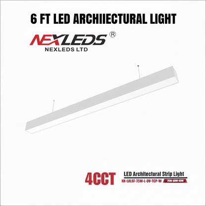LED Architectural Strip Light  4CCT, Selectable Wattage, Linear Suspension (cUL, DLC)