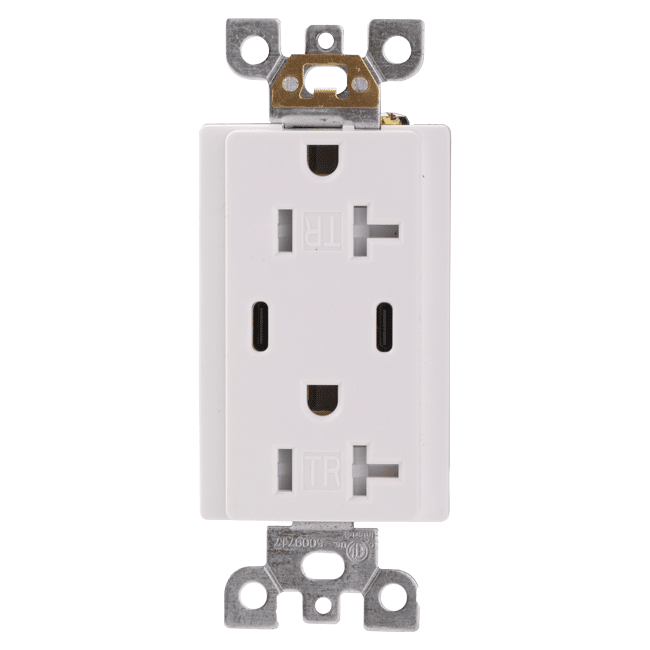 20A USB Receptacle Type C+C, Tamper-Resistant, 5V DC 4.8A