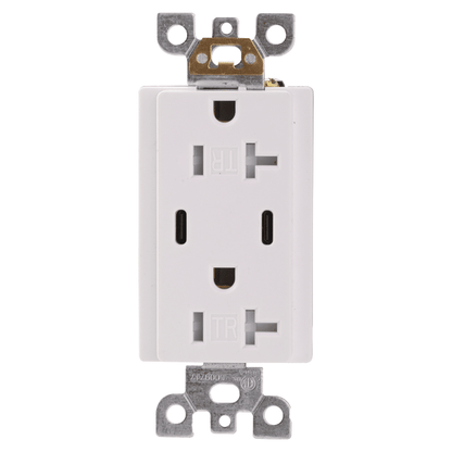 20A USB Receptacle Type C+C, Tamper-Resistant, 5V DC 4.8A
