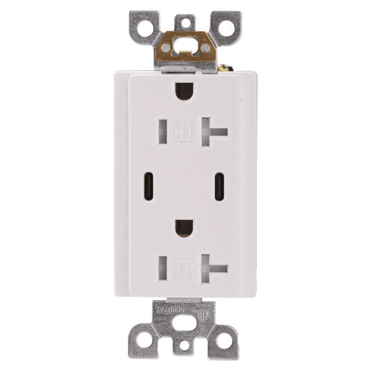 20A USB Receptacle Type C+C, Tamper-Resistant, 5V DC 4.8A