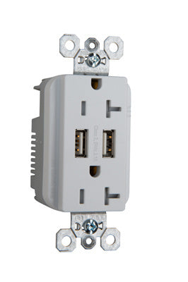 20A USB Receptacle Type A+A, Tamper-Resistant, 5V DC 4.0A, White