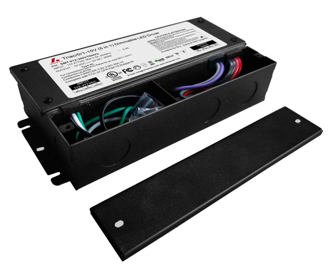 12V 5-in-1 Dimmable LED Power Supply — Class 2, Wet/Damp Rated
