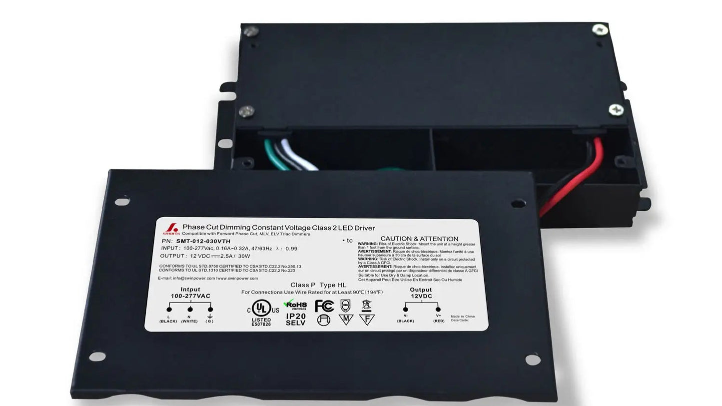 12V 5-in-1 Dimmable LED Power Supply — Class 2, Wet/Damp Rated