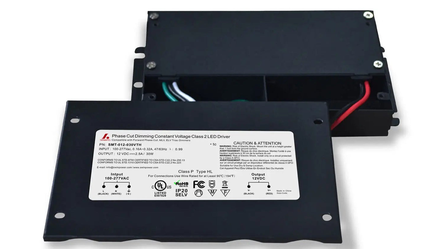 12V 5-in-1 Dimmable LED Power Supply — Class 2, Wet/Damp Rated