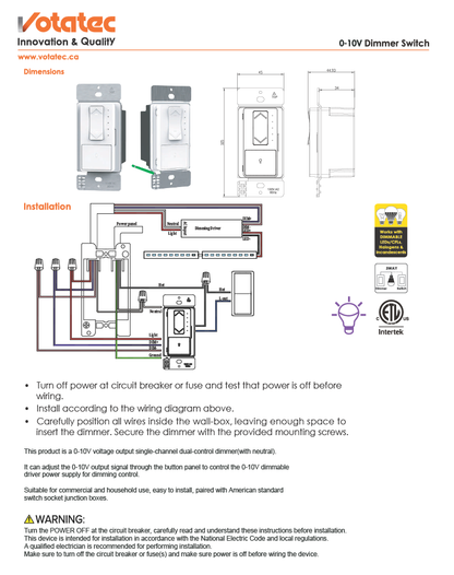 Lutron 0-10V LED Dimmer — 600W LED / 300W Incandescent, Dual Control, White