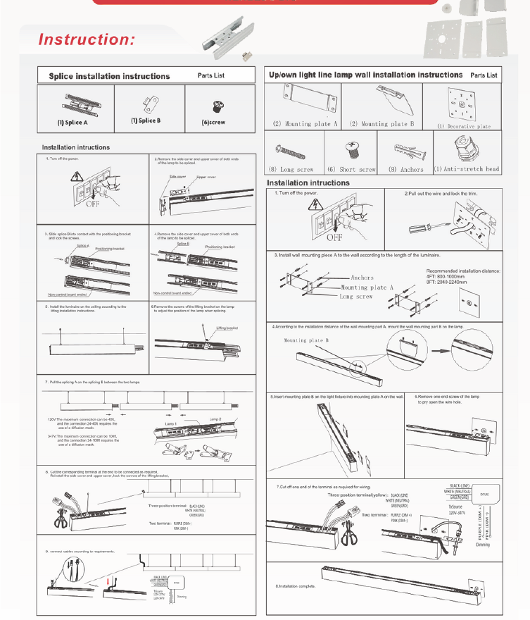 8 ft LED Architectural Linear Light  Up/Down Adjustable, Black (NX-LAL8F-100W-L-DV-TCP-B)