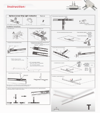 8 ft LED Architectural Linear Light  Up/Down Adjustable, Black (NX-LAL8F-100W-L-DV-TCP-B)