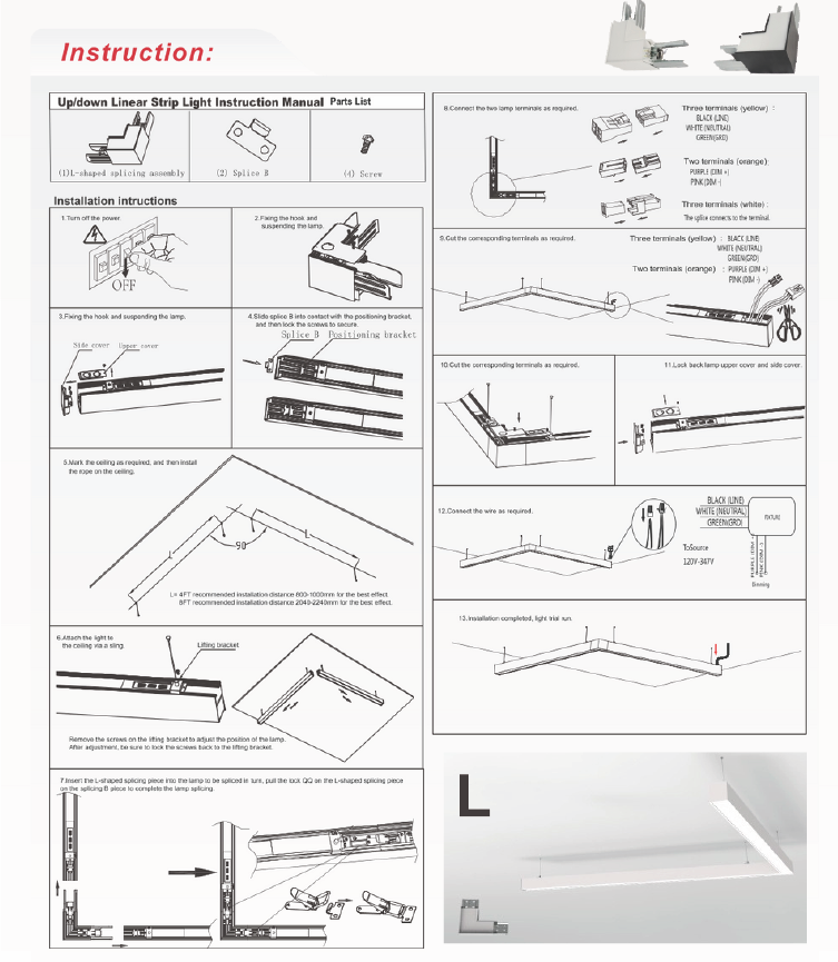 6 ft LED Architectural Linear Light Up/Down Adjustable, Black (NX-LAL6F-75W-L-DV-TCP-B)