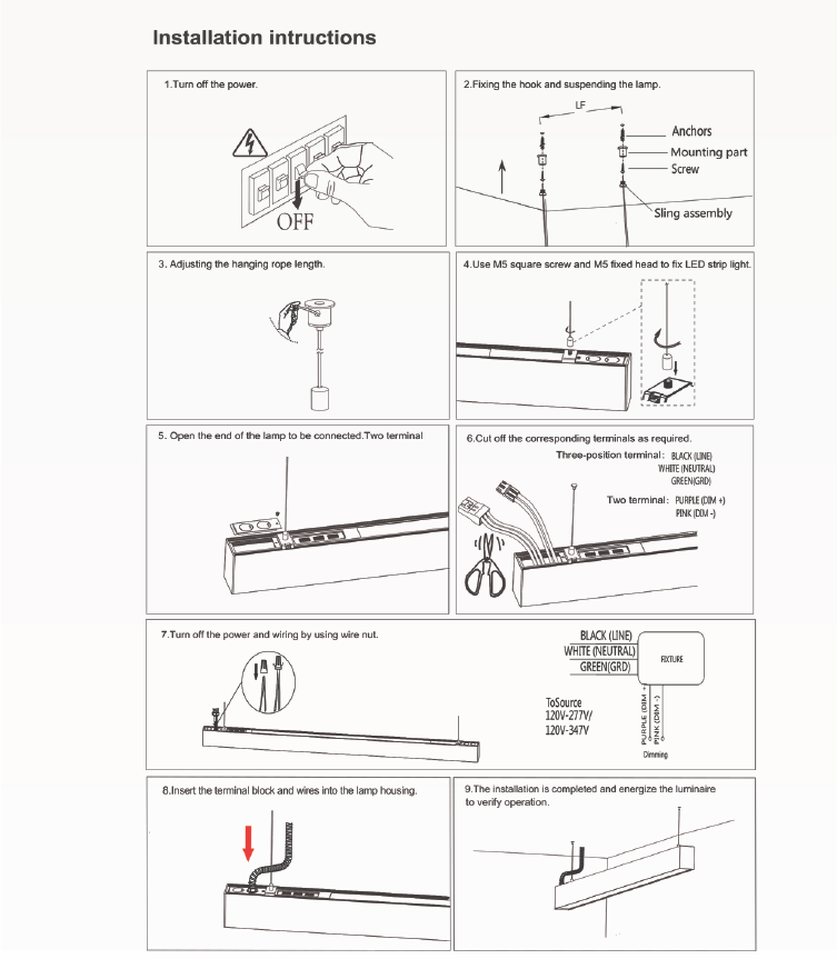 2 ft LED Architectural Linear Light Up/Down Adjustable, Black (NX-LAL2F-25W-L-DV-TCP-B)