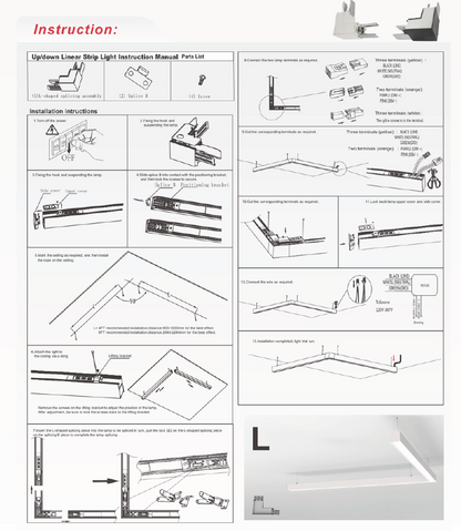 2 ft LED Architectural Linear Light Up/Down Adjustable, White (NX-LAL2F-25W-L-DV-TCP-W)