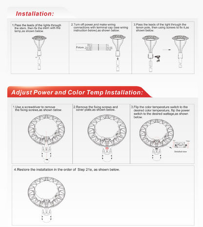 LED Lamp Post-Top Light, Wattage-Select 70-150W, IP65 – NX-3PT-150W