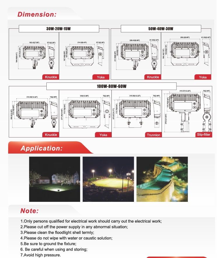 3CCT LED Flood Light, Knuckle Mount 60-100W – NXSFLL-13-100W