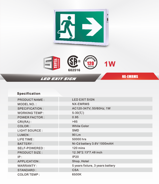Steel LED Running Man Exit Sign – NX-EMRMS