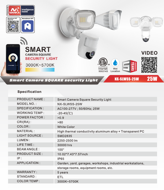 LED Smart Security Light, RGBCW-NX-SLWSS-25W