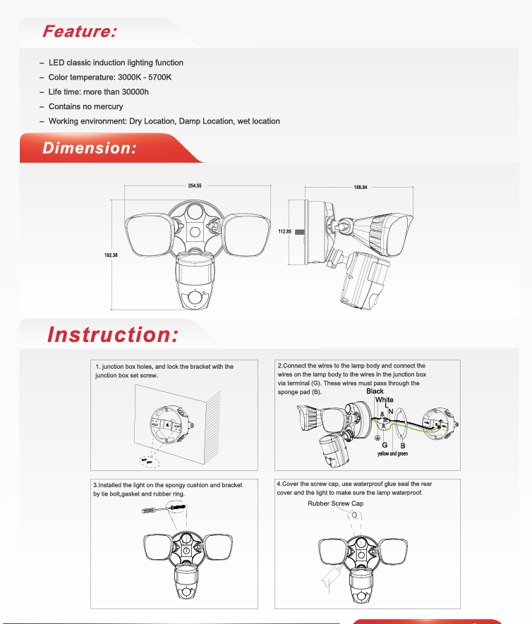 LED Smart Security Light, RGBCW-NX-SLWSS-25W