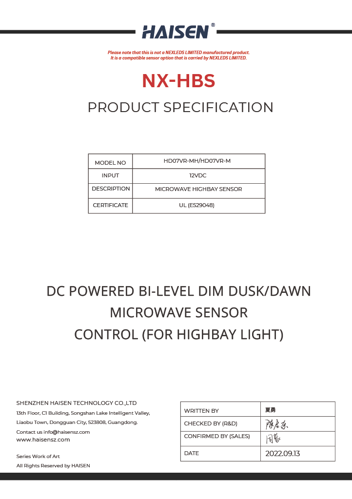 High Bay Motion Sensor-NX-HBS,Also add Remote control to adjust the timing.