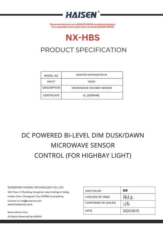 High Bay Motion Sensor-NX-HBS,Also add Remote control to adjust the timing.