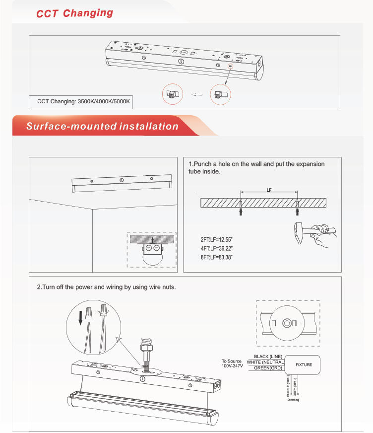 4 ft Slim LED Linear Low Bay / Strip Light, Wattage-Select 24-40W, 3CCT-NX-LLS4F40W
