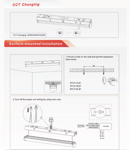 4 ft Slim LED Linear Low Bay / Strip Light, Wattage-Select 24-40W, 3CCT-NX-LLS4F40W
