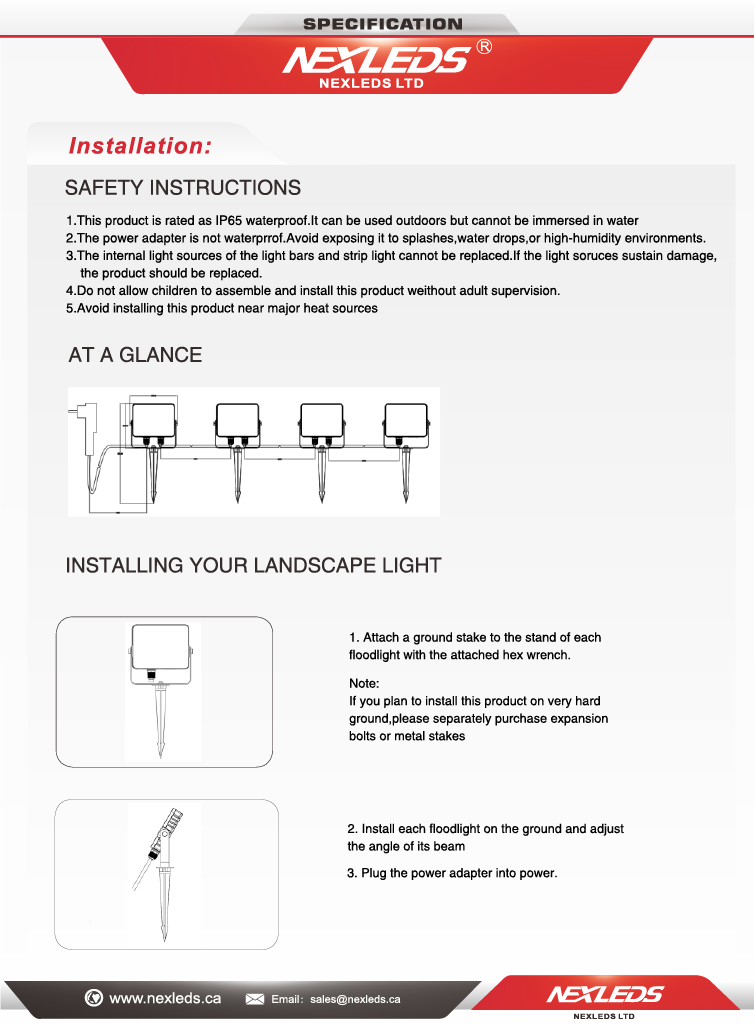Smart RGBCW LED Landscape Light, 24W-NX-SRGBFL4-24W