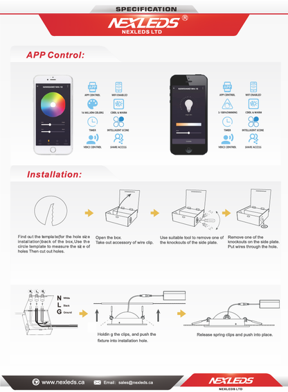 Smart RGBCW LED Gimbal Downlight, WiFi + Bluetooth-NXW504WE1WH-10