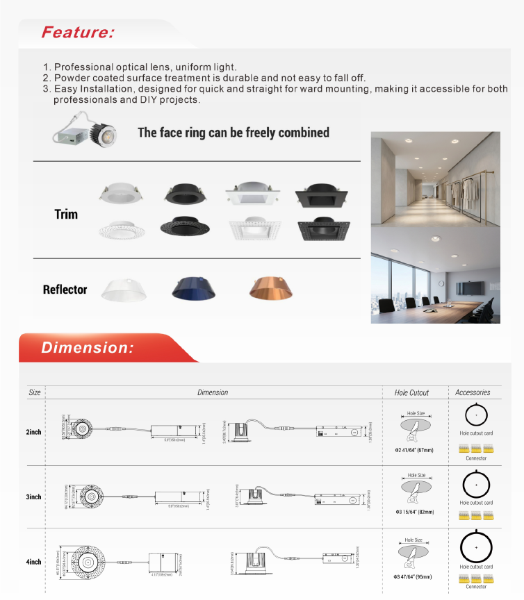 2" / 3" / 4" Architectural LED Downlight- 5CCT Selectable-CRI>90-White.