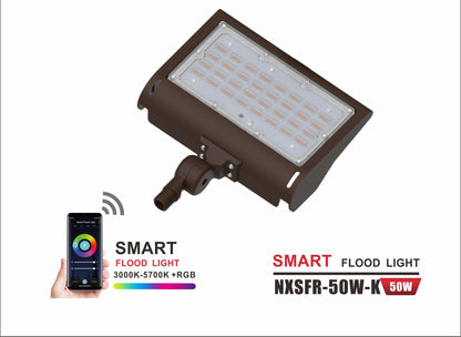 Smart RGBCW LED Floodlight, Knuckle Mount, 15W-NXSFR-15W-K