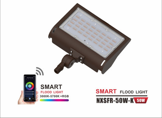 Smart RGBCW LED Floodlight, Knuckle Mount, 15W-NXSFR-15W-K