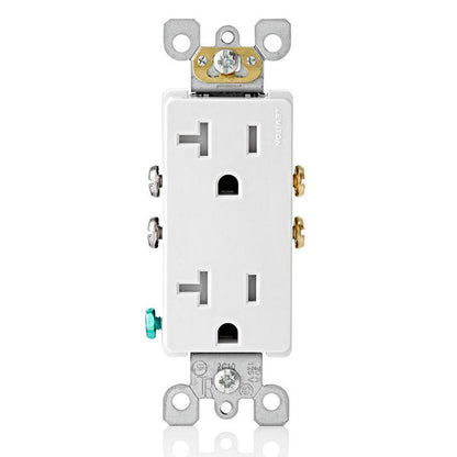 Leviton 20A tamper-resistant Decora duplex outlet in white