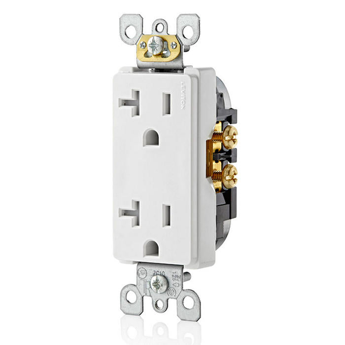 Leviton 20A Decora Tamper-Resistant Duplex Outlet — White