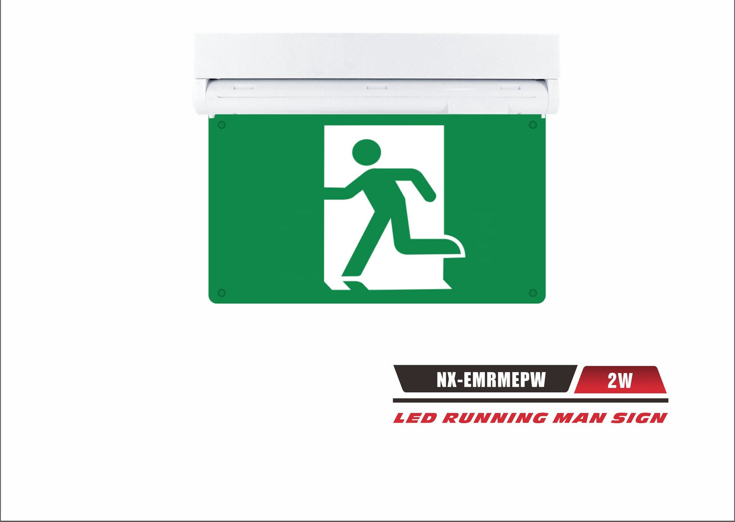 Edge-Lit LED Running Man Exit Sign, White – NX-EMRMEPW