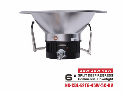 6" Split Deep-Regress Commercial LED Downlight-NX-CDL-E2T6-45W-5C-DV