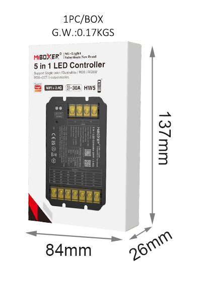 Contrôleur LED 5 en 1 HW5 (WiFi+2.4G) Sortie Max 30A