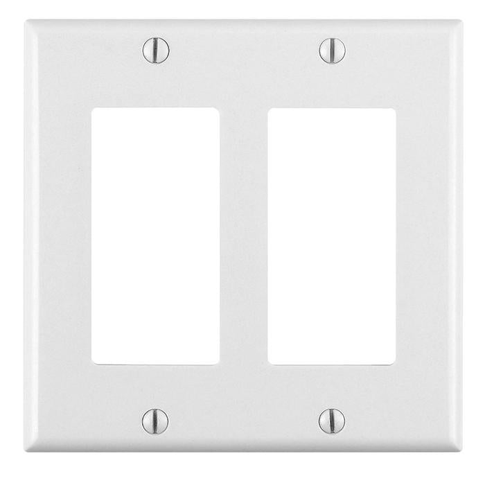Leviton 2-gang Decora GFCI wallplate in white