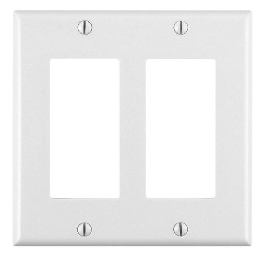 Leviton 2-gang Decora GFCI wallplate in white