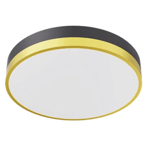Votatec 12" Decorative Flat Band LED Flush Mount — 5-CCT (Black/White Frame, Brushed Accents)