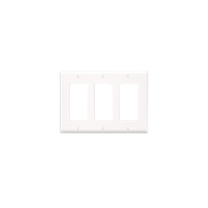 Leviton 3-gang Decora GFCI wallplate in white