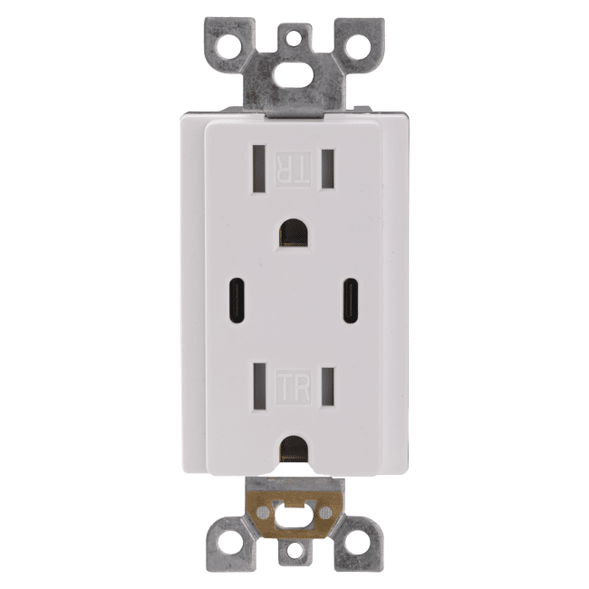 15A USB Receptacle Type C+C, Tamper-Resistant, 5V DC 4.8A