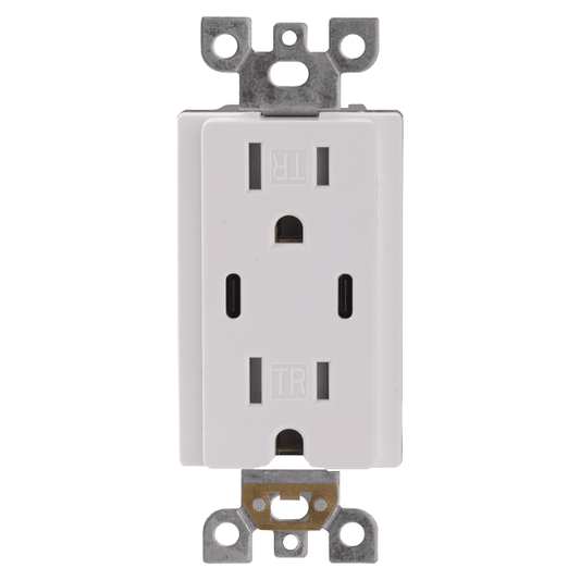 15A USB Receptacle Type C+C, Tamper-Resistant, 5V DC 4.8A