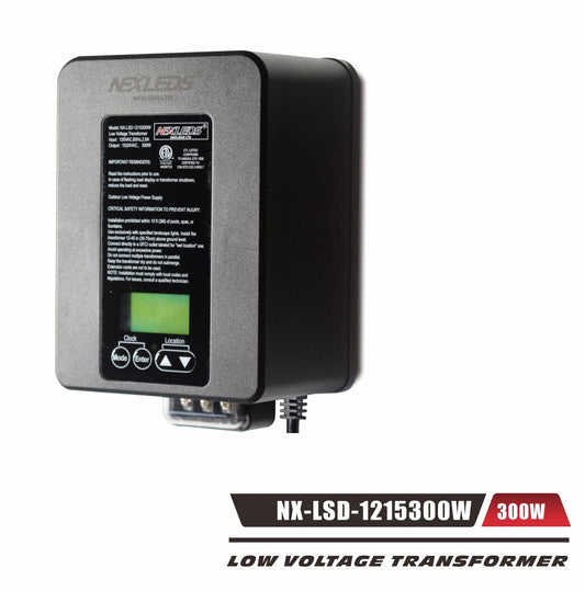 Nexled Low Voltage Transformer, 120W/300W, 24V AC,Timer + Photocell, IP65 (ETL)-for Landscaping lights only.