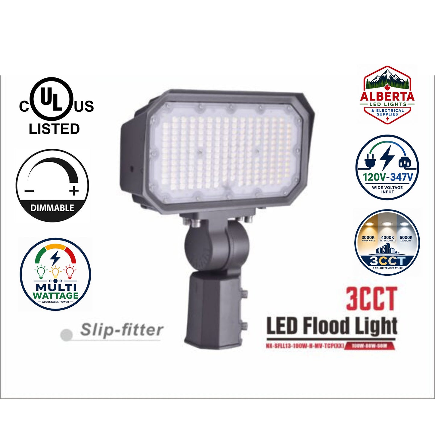 3CCT LED Flood Light, Knuckle Mount 60-100W – NXSFLL-13-100W